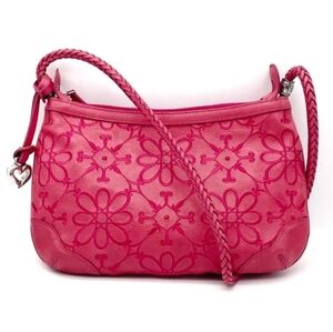 BRIGHTON Vintage Y2K Valencia Pink Leather Braided Strap Floral Pattern